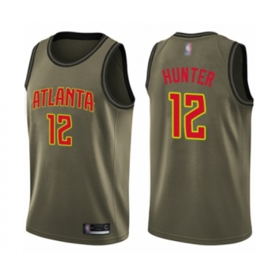 Youth Atlanta Hawks 12 De'Andre Hunter Swingman Green Salute to Service Basketball Jersey