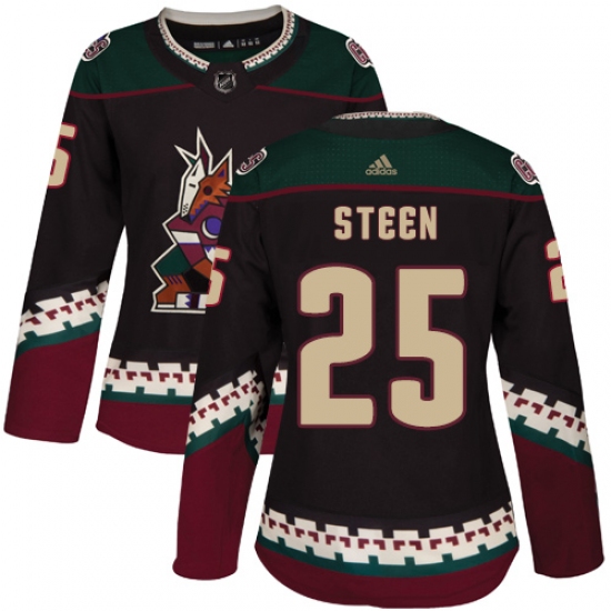Women's Adidas Arizona Coyotes 25 Thomas Steen Authentic Black Alternate NHL Jersey