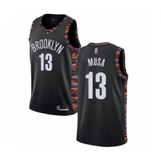 Men's Brooklyn Nets 13 Dzanan Musa Authentic Black Basketball Jersey - 2018 19 City Edition