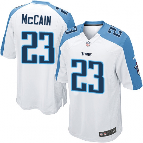 Men's Nike Tennessee Titans 23 Brice McCain Game White NFL Jersey