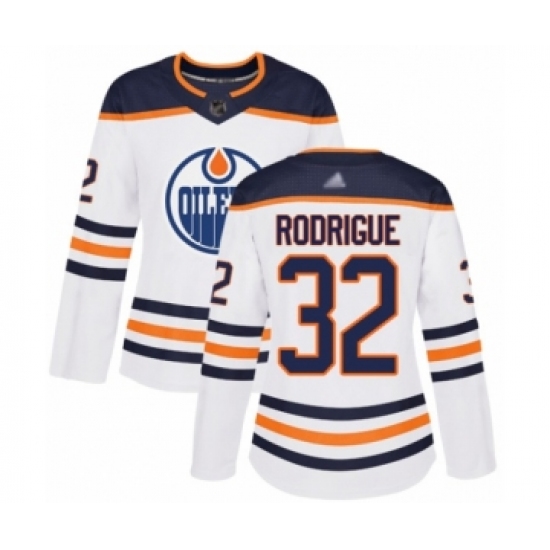 Women's Edmonton Oilers 32 Olivier Rodrigue Authentic White Away Hockey Jersey