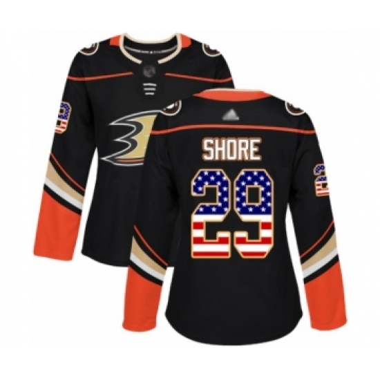 Women's Anaheim Ducks 29 Devin Shore Authentic Black USA Flag Fashion Hockey Jersey