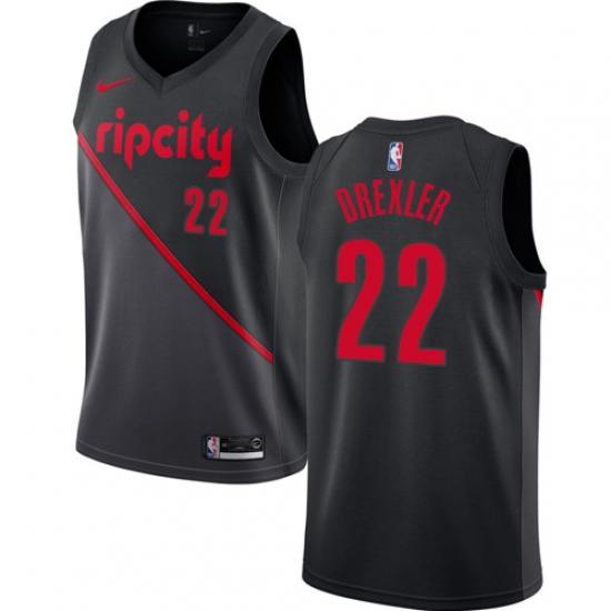 Youth Nike Portland Trail Blazers 22 Clyde Drexler Swingman Black NBA Jersey - 2018 19 City Edition