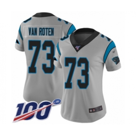 Women's Carolina Panthers 73 Greg Van Roten Silver Inverted Legend Limited 100th Season Football Jersey