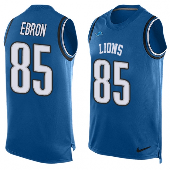 Men's Nike Detroit Lions 85 Eric Ebron Limited Light Blue Player Name & Number Tank Top NFL Jersey