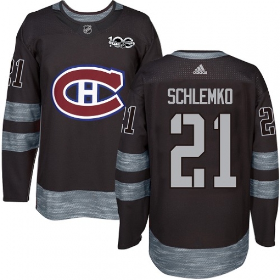 Men's Adidas Montreal Canadiens 21 David Schlemko Authentic Black 1917-2017 100th Anniversary NHL Jersey