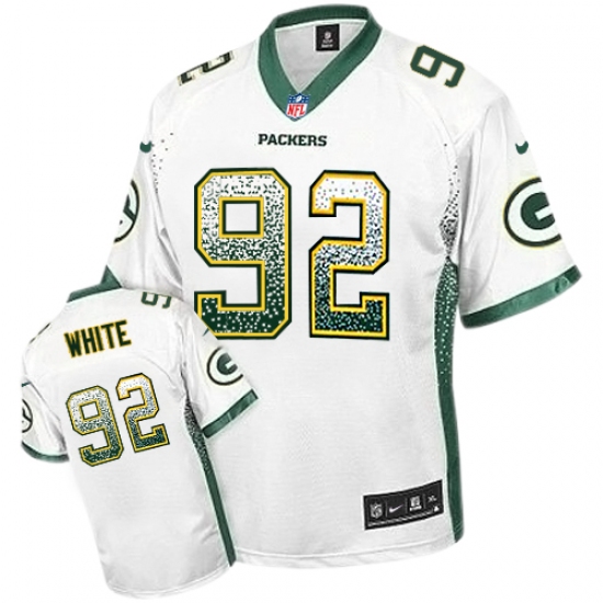 Men's Nike Green Bay Packers 92 Reggie White Elite White Drift Fashion NFL Jersey