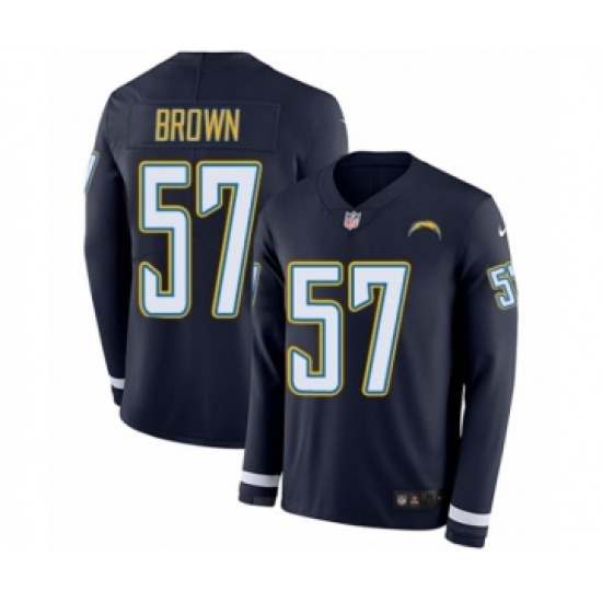 Youth Nike Los Angeles Chargers 57 Jatavis Brown Limited Navy Blue Therma Long Sleeve NFL Jersey