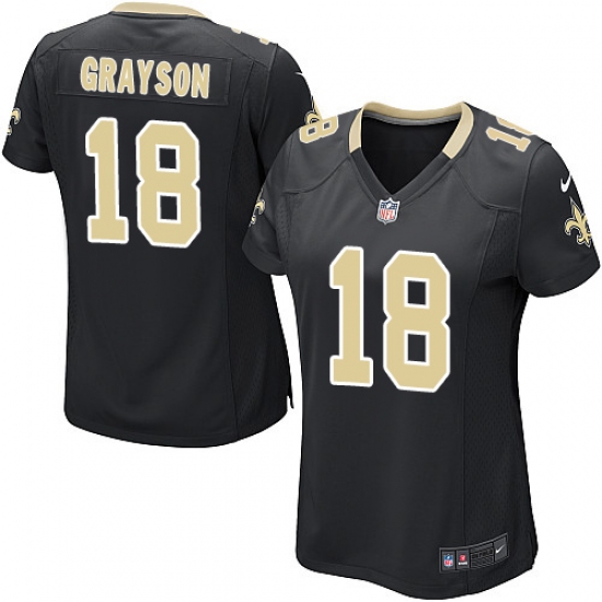 Women's Nike New Orleans Saints 18 Garrett Grayson Game Black Team Color NFL Jersey