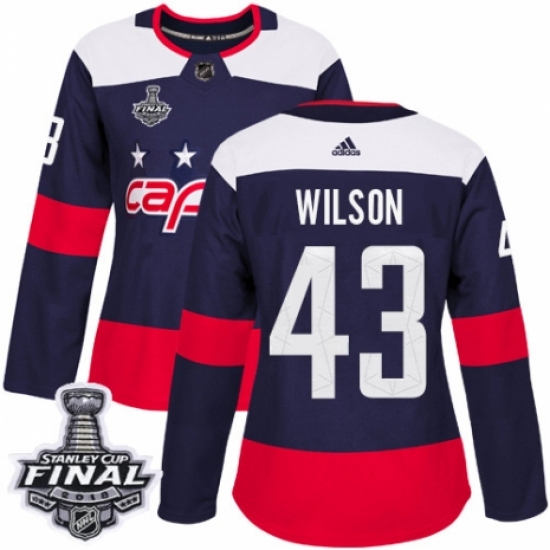 Women's Adidas Washington Capitals 43 Tom Wilson Authentic Navy Blue 2018 Stadium Series 2018 Stanley Cup Final NHL Jersey