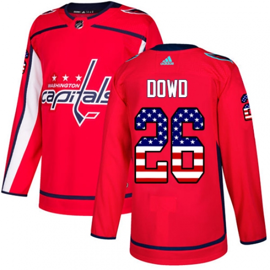 Youth Adidas Washington Capitals 26 Nic Dowd Authentic Red USA Flag Fashion NHL Jersey