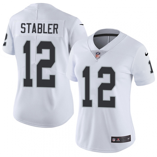 Women's Nike Oakland Raiders 12 Kenny Stabler White Vapor Untouchable Limited Player NFL Jersey