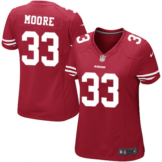 Women Nike San Francisco 49ers 33 Tarvarius Moore Game Red Team Color NFL Jersey