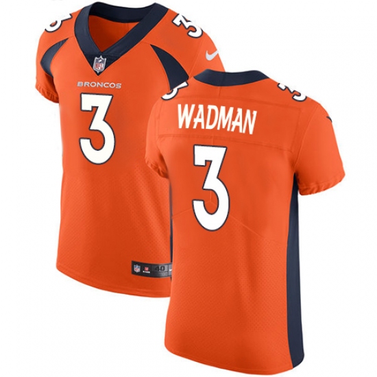 Men's Nike Denver Broncos 3 Colby Wadman Orange Team Color Vapor Untouchable Elite Player NFL Jersey