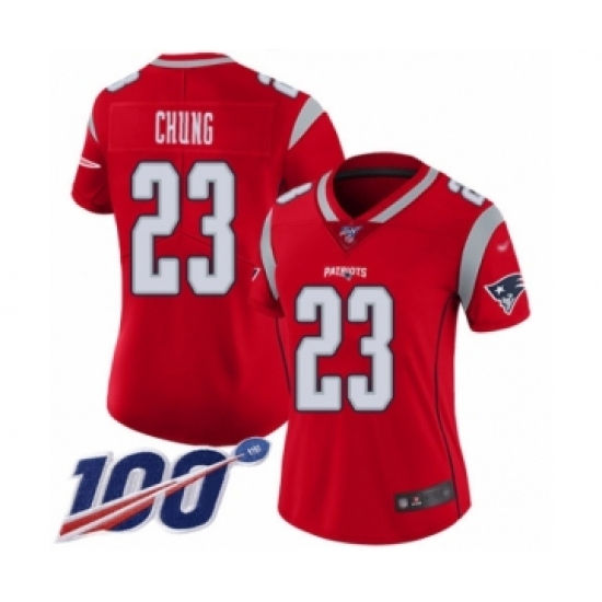 Women's New England Patriots 23 Patrick Chung Limited Red Inverted Legend 100th Season Football Jersey