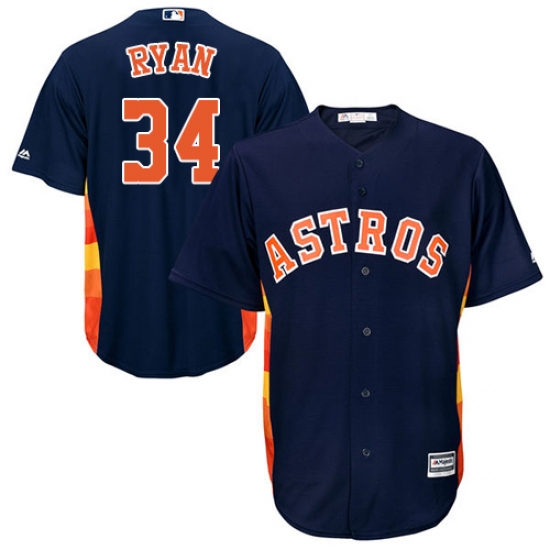 Men's Majestic Houston Astros 34 Nolan Ryan Replica Navy Blue Alternate Cool Base MLB Jersey