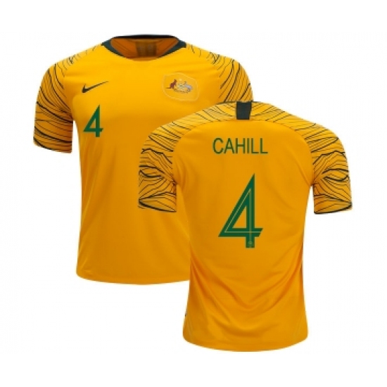 Australia 4 Cahill Home Soccer Country Jersey