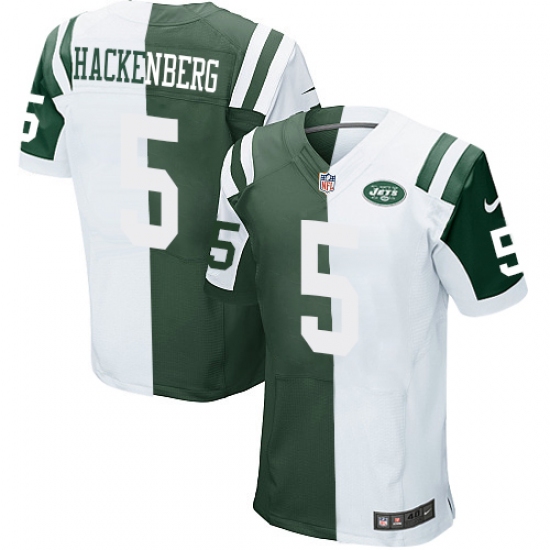 Men's Nike New York Jets 5 Christian Hackenberg Elite Green/White Split Fashion NFL Jersey