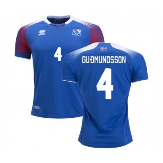 Iceland 4 GUDMUNDSSON Home Soccer Country Jersey