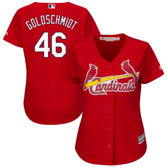 Women's St. Louis Cardinals 46 Paul Goldschmidt Majestic Scarlet Alternate Official Cool Base Player Jersey