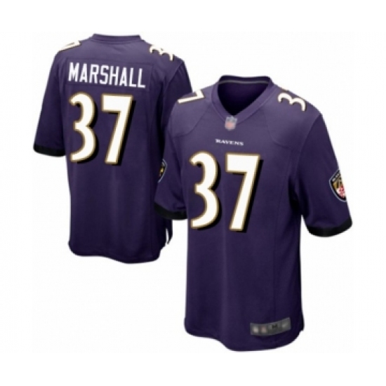 Men's Baltimore Ravens 37 Iman Marshall Game Purple Team Color Football Jersey