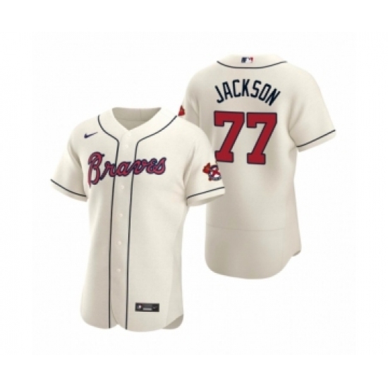 Men's Atlanta Braves 77 Luke Jackson Nike Cream Authentic 2020 Alternate Jersey