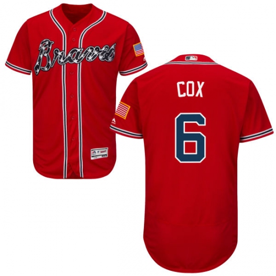 Men's Majestic Atlanta Braves 6 Bobby Cox Red Alternate Flex Base Authentic Collection MLB Jersey