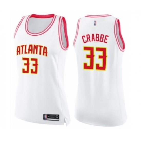 Women's Atlanta Hawks 33 Allen Crabbe Swingman White Pink Fashion Basketball Jersey