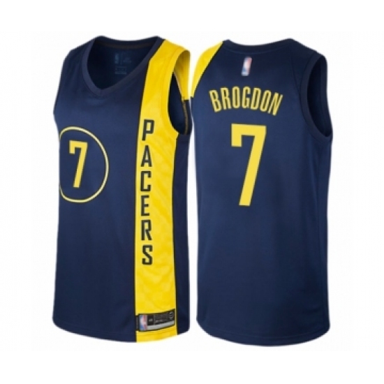 Men's Indiana Pacers 7 Malcolm Brogdon Authentic Navy Blue Basketball Jersey - City Edition