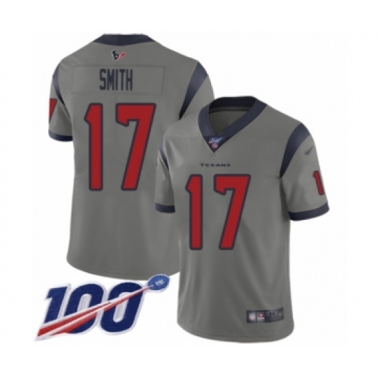 Youth Houston Texans 17 Vyncint Smith Limited Gray Inverted Legend 100th Season Football Jersey