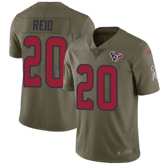 Men's Nike Houston Texans 20 Justin Reid Limited Olive 2017 Salute to Service NFL Jersey