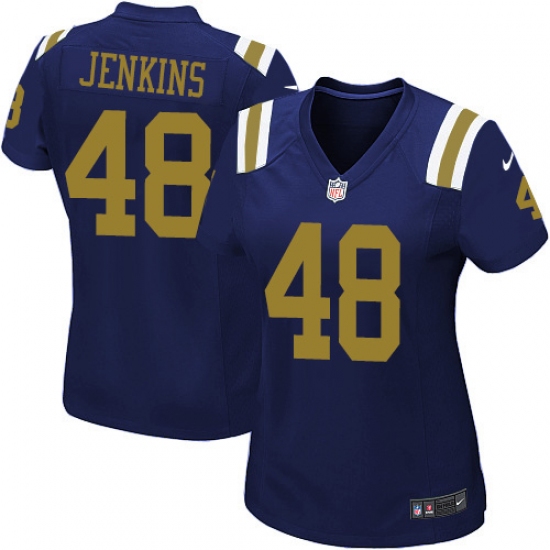 Women's Nike New York Jets 48 Jordan Jenkins Elite Navy Blue Alternate NFL Jersey