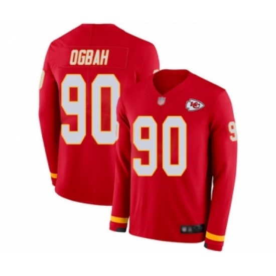Youth Kansas City Chiefs 90 Emmanuel Ogbah Limited Red Therma Long Sleeve Football Jersey