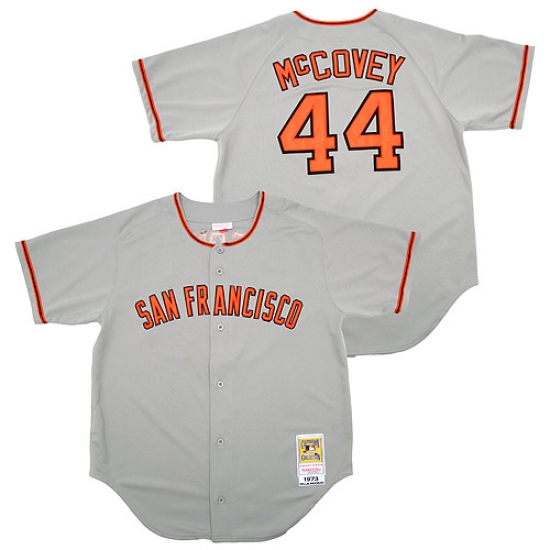 Men's Mitchell and Ness San Francisco Giants 44 Willie McCovey Authentic Grey Throwback MLB Jersey