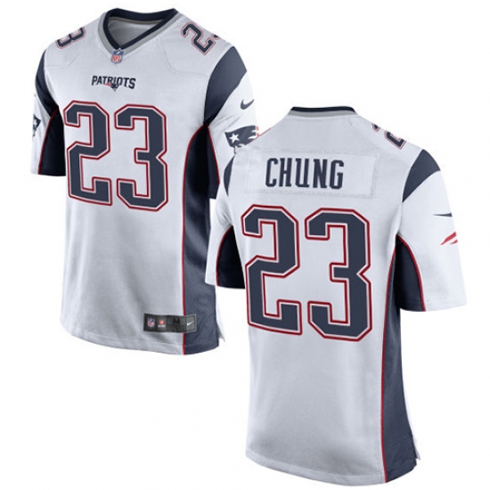 Men's Nike New England Patriots 23 Patrick Chung Game White NFL Jersey