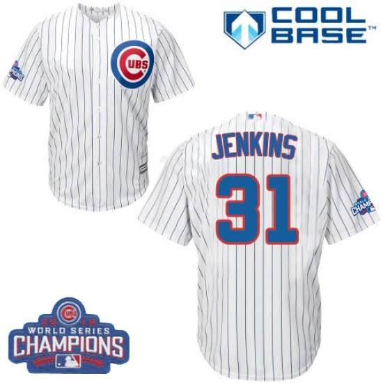 Youth Majestic Chicago Cubs 31 Fergie Jenkins Authentic White Home 2016 World Series Champions Cool Base MLB Jersey