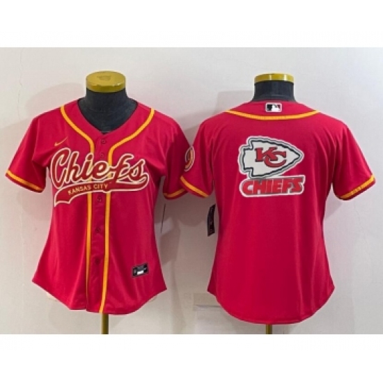 Women's Kansas City Chiefs Red Team Big Logo With Patch Cool Base Stitched Baseball Jersey