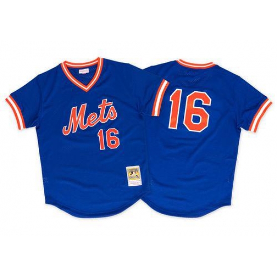 Men's Mitchell and Ness 1986 New York Mets 16 Dwight Gooden Authentic Royal Blue Throwback MLB Jersey