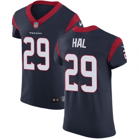 Men's Nike Houston Texans 29 Andre Hal Navy Blue Team Color Vapor Untouchable Elite Player NFL Jersey