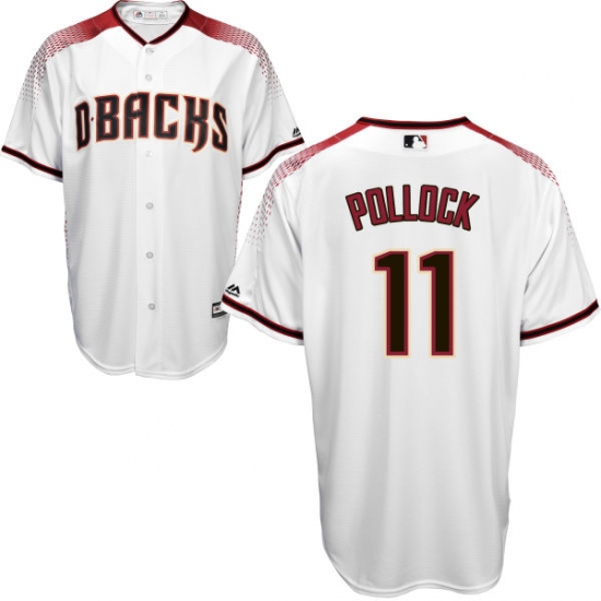 Men's Majestic Arizona Diamondbacks 11 A. J. Pollock Authentic White Home Cool Base MLB Jersey