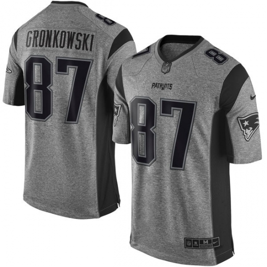 Men's Nike New England Patriots 87 Rob Gronkowski Limited Gray Gridiron NFL Jersey