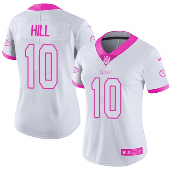Women's Nike Kansas City Chiefs 10 Tyreek Hill Limited White/Pink Rush Fashion NFL Jersey