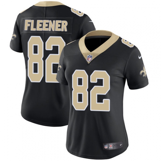 Women's Nike New Orleans Saints 82 Coby Fleener Black Team Color Vapor Untouchable Limited Player NFL Jersey