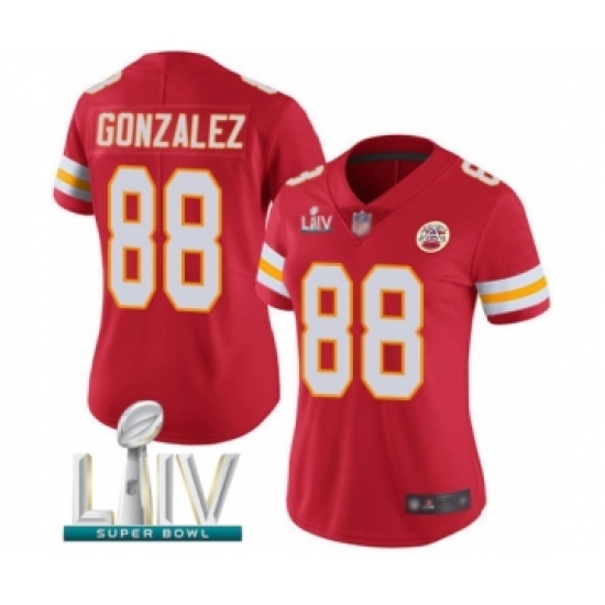 Women's Kansas City Chiefs 88 Tony Gonzalez Red Team Color Vapor Untouchable Limited Player Super Bowl LIV Bound Football Jersey
