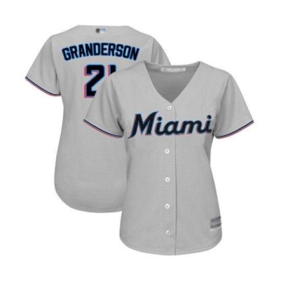 Women's Miami Marlins 21 Curtis Granderson Replica Grey Road Cool Base Baseball Jersey