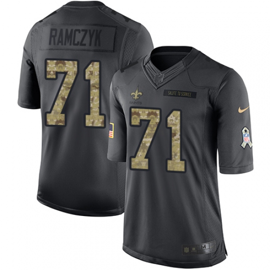 Men's Nike New Orleans Saints 71 Ryan Ramczyk Limited Black 2016 Salute to Service NFL Jersey