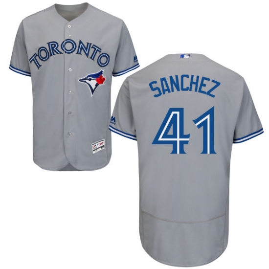 Men's Majestic Toronto Blue Jays 41 Aaron Sanchez Grey Road Flex Base Authentic Collection MLB Jersey