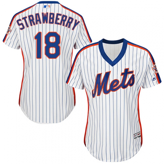 Women's Majestic New York Mets 18 Darryl Strawberry Authentic White Alternate Cool Base MLB Jersey