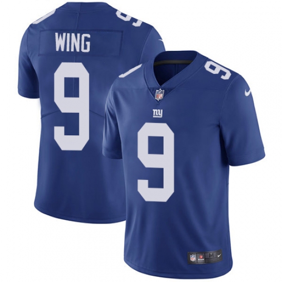 Youth Nike New York Giants 9 Brad Wing Royal Blue Team Color Vapor Untouchable Limited Player NFL Jersey