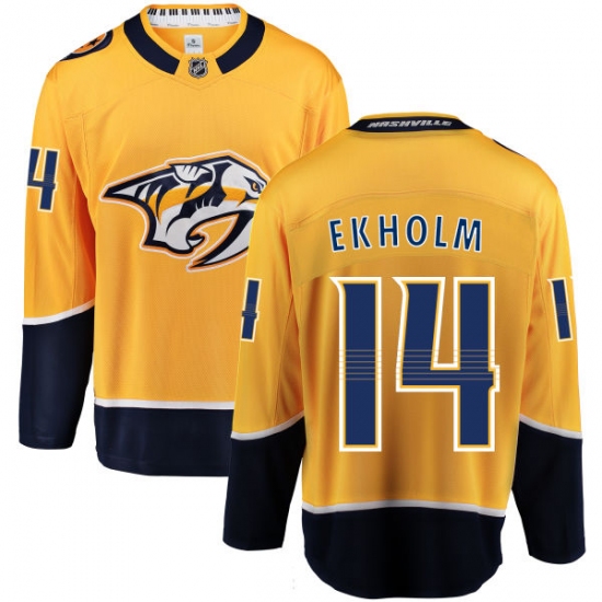 Men's Nashville Predators 14 Mattias Ekholm Fanatics Branded Gold Home Breakaway NHL Jersey